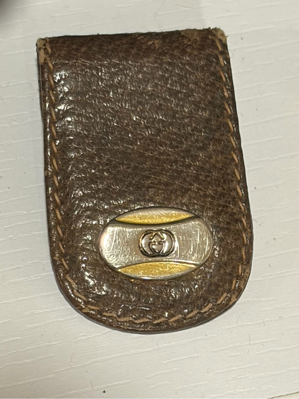 Gucci Brown Leather replacement part snap closure